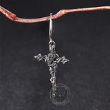 Gothic Forbidden Rose Cross Stainless Steel Hoop Earrings