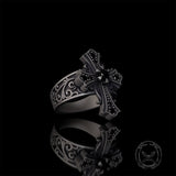 Gothic Gem Cross Vintage Sterling Silver Ring