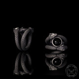 Gothic Gem Double Snake Sterling Silver Ring | Gthic.com