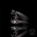 Gothic Gem Double Snake Sterling Silver Ring