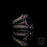 Gothic Gem Double Snake Sterling Silver Ring