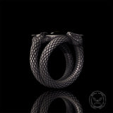 Gothic Gem Double Snake Sterling Silver Ring