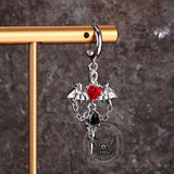 Gothic Gem Heart Bat Zinc Alloy Drop Earrings