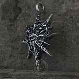 Gothic Heart of Thorns Demon Eye Sterling Silver Pendant
