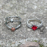 Gothic Heart Zircon Skull Brass Ring