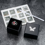 Gothic Heart Zircon Skull Brass Ring