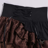 Gothic High-Waisted Tiered Ruffle Pirate Skirt