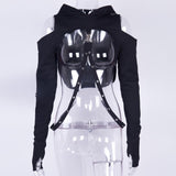 Gothic Hooded Cotton Super Crop Top | Gthic.com