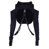 Gothic Hooded Cotton Super Crop Top | Gthic.com