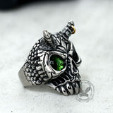 Gothic Horn Skull Devil Eye Stainless Steel Ring