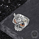 Gothic Horn Skull Devil Eye Stainless Steel Ring 03 | Gthic.com