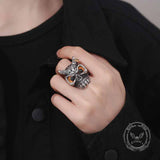 Gothic Horn Skull Devil Eye Stainless Steel Ring 02 | Gthic.com