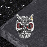 Gothic Horn Skull Devil Eye Stainless Steel Ring