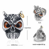 Gothic Horn Skull Devil Eye Stainless Steel Ring