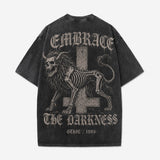 Gothic Inverted Cross Skeleton Beast Vintage Washed T-Shirt | Gthic.com