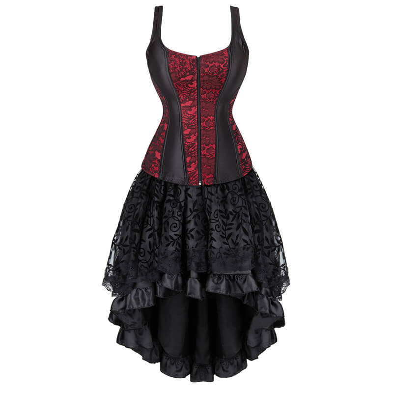 Gothic Jacquard Shoulder Strap Corset Dress Suit – GTHIC