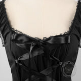 Black Layered Lace-Up Sleeveless Lolita Dress