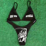 Gothic Letters Skull Print Bikini Set | Gthic.com