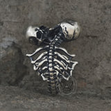 Gothic Love Kiss Sterling Silver Stainless Steel Skull Ring | Gthic.com