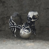 Gothic Love Kiss Sterling Silver Skull Ring
