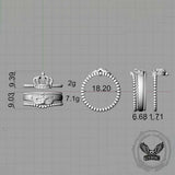 Gothic Masquerade Mask Crown Sterling Silver Ring Set