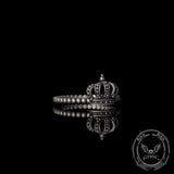 Gothic Masquerade Mask Crown Sterling Silver Ring Set