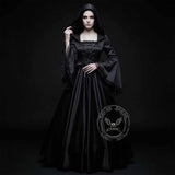 Gothic Medieval Hooded Satin Witch Cosplay Dress | Gthic.com