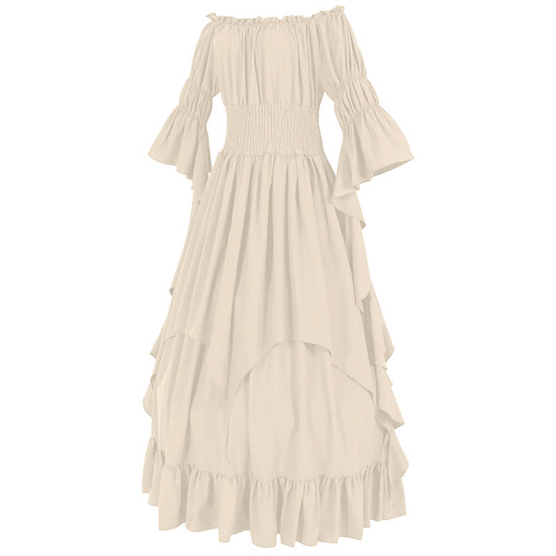 Gothic Medieval Renaissance Witch Dress, Beige / L/XL (Bust 23.6-50.4 inch) Gothic Medieval Renaissance Witch Dress, Beige / L/XL (Bust 23.6-50.4 inch)