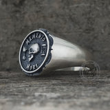 Gothic Memento Mori Letters Sterling Silver Skull Ring | Gthic.com