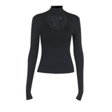Gothic Mesh Hollow Cross Slim Long Sleeve Top