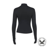 Gothic Mesh Hollow Cross Slim Long Sleeve Top