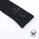 Gothic Mesh Hollow Cross Slim Long Sleeve Top