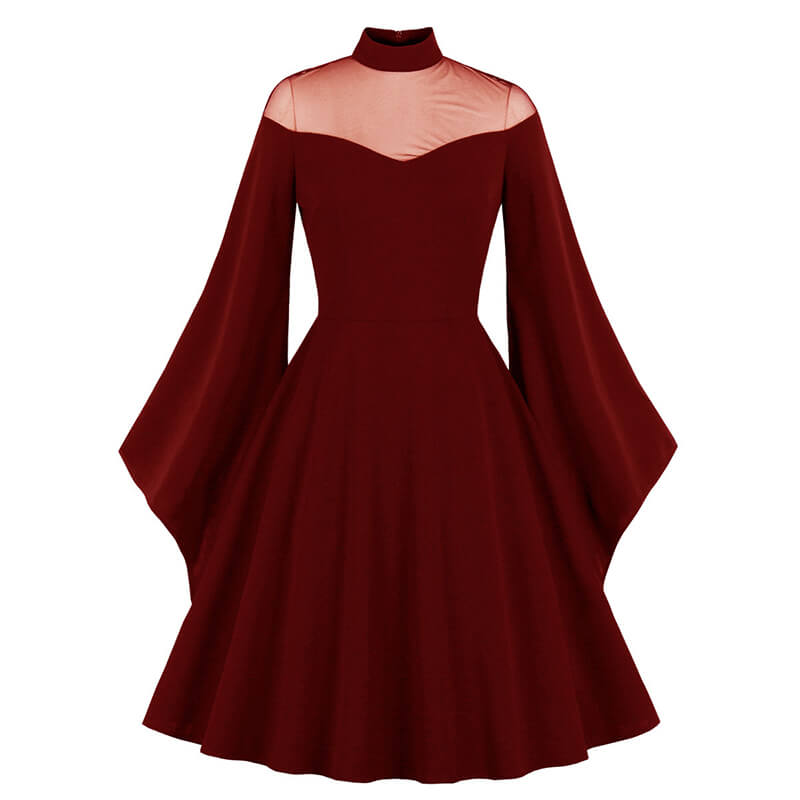 Gothic Mesh Patchwork Flared Sleeve Dress Gothic Mesh Patchwork Flared Sleeve Dress
