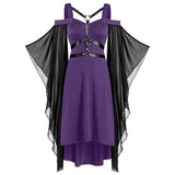 Gothic Mesh Splicing Bat Sleeve Straps Dress