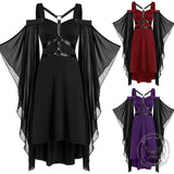 Gothic Mesh Splicing Bat Sleeve Straps Dress | Gthic.com