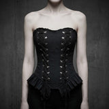 Gothic Metal-Buckle Strappy Tube Corset