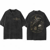Gothic Moonlight Raven Skull Vintage Washed T-shirt | Gthic.com