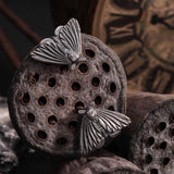 Gothic Moth Sterling Silver Stud Earrings | Gthic.com