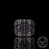 Gothic Multiple Skulls Cross Sterling Silver Zircon Ring | Gthic.com