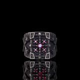 Gothic Multiple Skulls Cross Sterling Silver Zircon Ring | Gthic.com