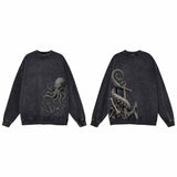 Gothic Octopus Anchor Vintage Washed Sweatshirt | Gthic.com