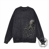 Gothic Octopus Anchor Vintage Washed Sweatshirt