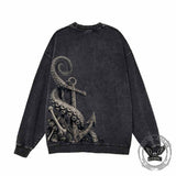 Gothic Octopus Anchor Vintage Washed Sweatshirt