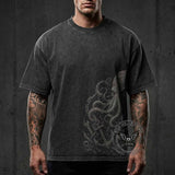 Gothic Octopus Anchor Vintage Washed T-shirt | Gthic.com