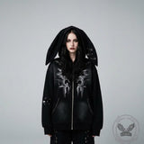 Gothic Paperclip Rabbit Ears Loose Hoodie Coat | Gthic.com