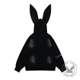 Gothic Paperclip Rabbit Ears Loose Hoodie Coat | Gthic.com