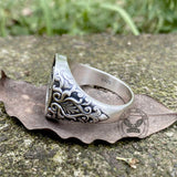 Gothic Pattern Dad Nameplate Sterling Silver Ring | Gthic.com