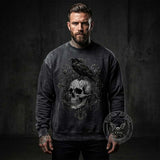 Gothic Raven Skull Cotton Vintage Washed Sweatshirt | Gthic.com