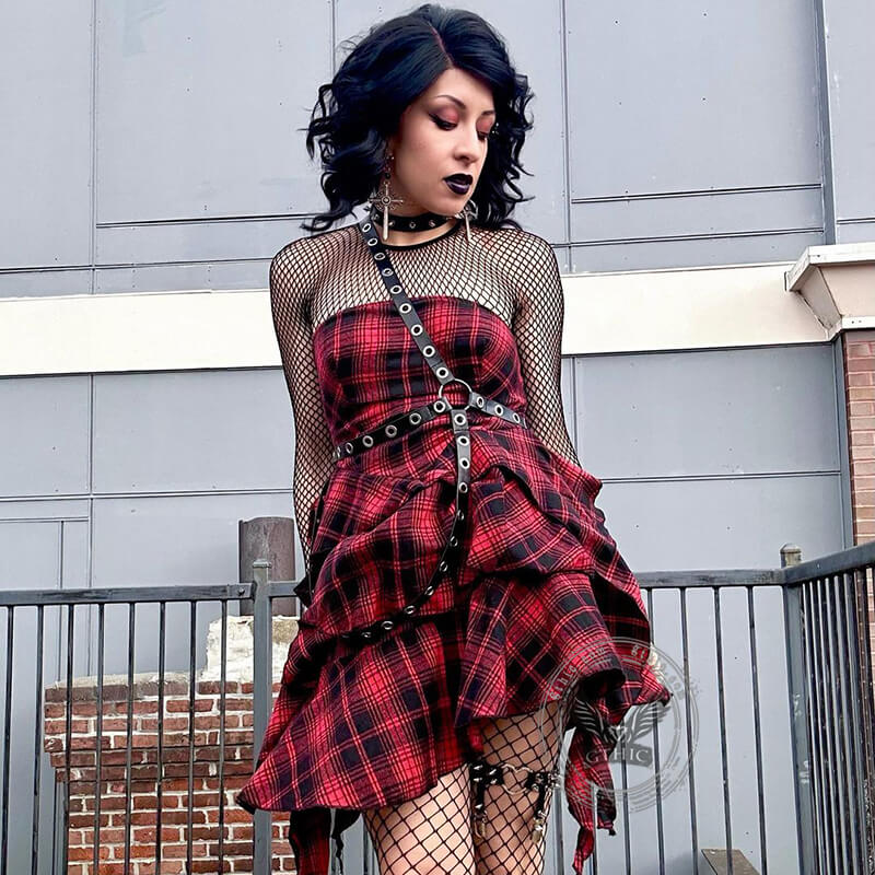 Gothic Dress Plaid Mini Cami Dress Cami Dress Plaid 2025