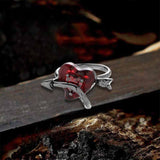 Gothic Red Love Heart Arrow Alloy Adjustable Ring 01 | Gthic.com